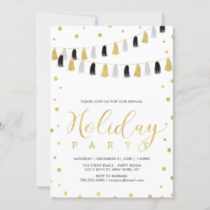 Invitation Gold Christmas Party, Corporate Holiday Party