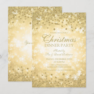 Invitation Gold Christmas Party Parties scintillant Hiver Won