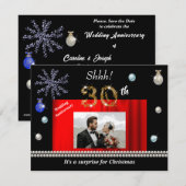 Invitation Gold Christmas Surprise 30th Wedding Anniversary  (Devant / Derrière)