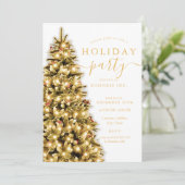 Invitation Gold Christmas Tree Corporate Fête (Debout devant)