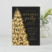 Invitation Gold Christmas Tree Corporate Fête (Debout devant)