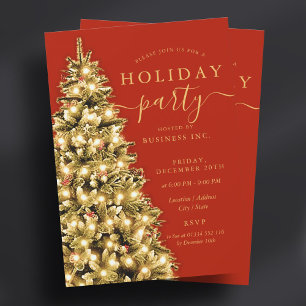 Invitation Gold Christmas Tree Corporate Holiday Party