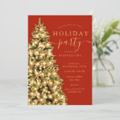 Invitation Gold Christmas Tree Corporate Holiday Party (Debout devant)