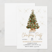 Invitation gold christmas tree party invite (Devant / Derrière)