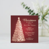 Invitation Gold Christmas Tree Party Rouge (Debout devant)