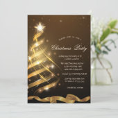 Invitation Gold Christmas Tree Star Entreprise Noël (Debout devant)