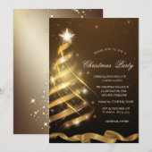 Invitation Gold Christmas Tree Star Entreprise Noël (Devant / Derrière)