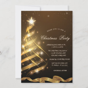 Invitation Gold Christmas Tree Star Entreprise Noël