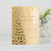 Invitation Gold Christmas Tree Winter Company Holiday (Debout devant)