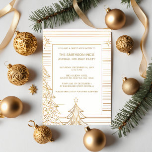 Invitation Gold Christmas Trees Corporate Holiday Party
