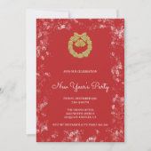 Invitation Gold Christmas Wreath (Devant)