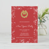 Invitation Gold Christmas Wreath (Debout devant)