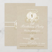 Invitation Gold Cinderella Carrier Kraft Premier 1er annivers (Devant / Derrière)