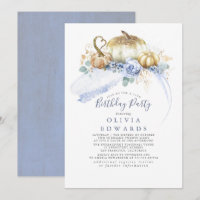 Gold Citrouille Dusty Blue Floral Automne Annivers