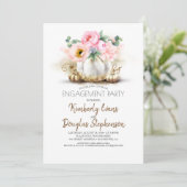 Invitation Gold Citrouille Rose Floral Automne partie (Debout devant)
