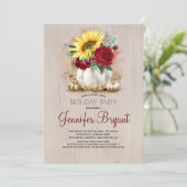 Invitation Gold Citrouille Rouge Floral Vase Rustique Automne (Debout devant)