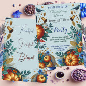 Invitation Gold Citrouilles Blue Bird Thanksgiving Diner Part