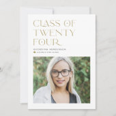 Invitation Gold Class of 2024 Modern Minimalist Graduation (Devant)