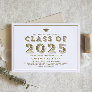 Invitation Gold Class of 2025 Casquette Rétro Graduation