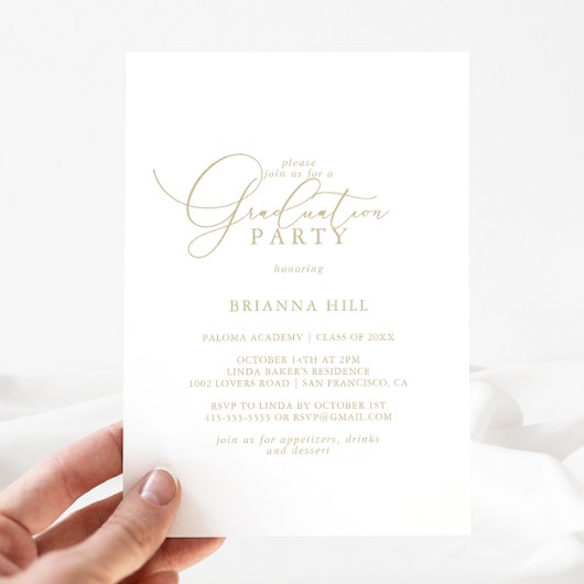 Invitation Gold Classy Chic Minimalist Graduation Party
