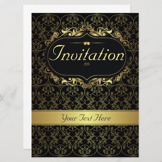Invitation Gold Classy pour toute occasion (Devant / Derrière)
