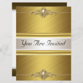 Invitation Gold Color Anniversaire (Devant / Derrière)