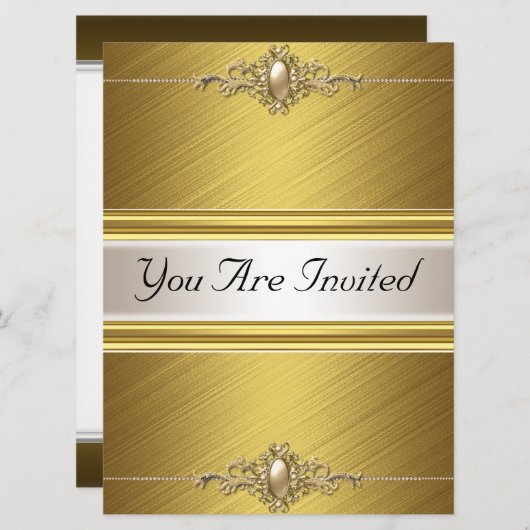 Invitation Gold Color Anniversaire (Devant / Derrière)