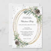 Invitation Gold cône verdure QR code société Noël fête (Devant)