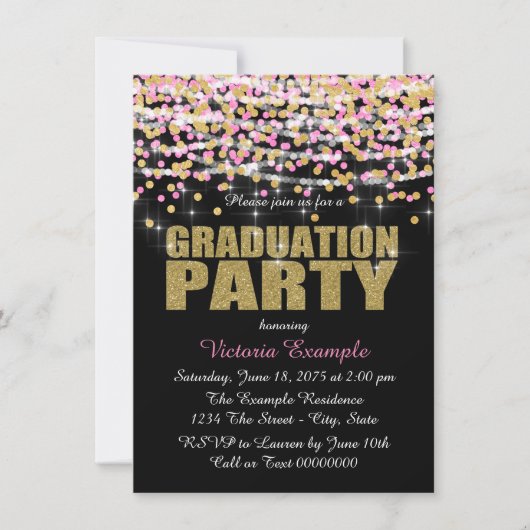 Invitation Gold Confeti Graduation Party (Devant)