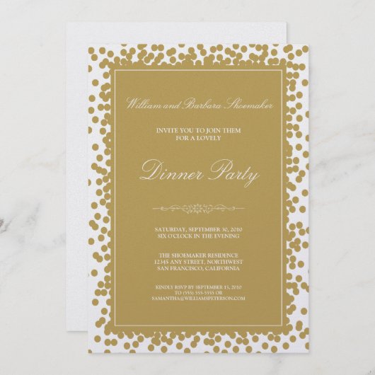 Invitation Gold Confetti (Devant / Derrière)