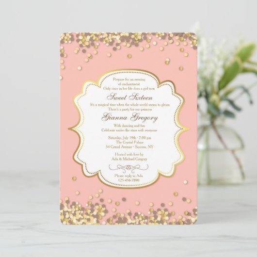 Invitation Gold Confetti (Debout devant)