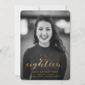 Invitation Gold Confetti 18e anniversaire Photo (Devant)