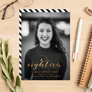 Invitation Gold Confetti 18e anniversaire Photo