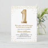 Invitation Gold Confetti 1er anniversaire | Premier anniversa (Debout devant)
