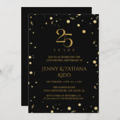 Invitation Gold Confetti 25e anniversaire de Mariage (Devant / Derrière)