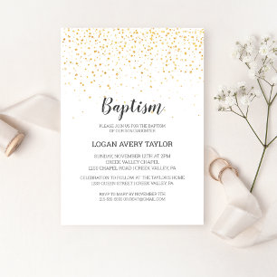 Invitation Gold Confetti Baby Baptême