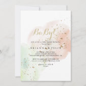 Invitation Gold Confetti BabyQ Baby shower Barbecue (Devant)