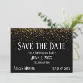 Invitation Gold Confetti Black Graduation Party Enregistrer l (Debout devant)