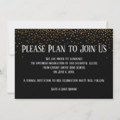 Invitation Gold Confetti Black Graduation Party Enregistrer l (Dos)