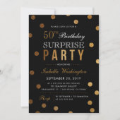 Invitation Gold Confetti & Black Surprise Birmingham Party (Devant)