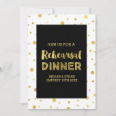 Invitation Gold Confetti Black White Rehearer Diner Party (Devant)