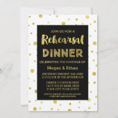 Invitation Gold Confetti Black White Rehearer Diner Party (Dos)