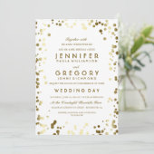 Invitation Gold Confetti Blanc Moderne et élégant mariage (Debout devant)