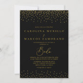 Invitation Gold Confetti Boho Black Boda Mariage (Devant)