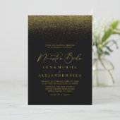 Invitation Gold Confetti Boho Noir Nuestra Boda Mariage (Debout devant)