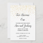 Invitation Gold Confetti Calligraphie Deux Deviennent Un Mari (Devant)