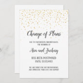 Invitation Gold Confetti Calligraphie Mariage Changement de p (Devant / Derrière)