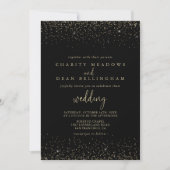 Invitation Gold Confetti Calligraphie Mariage de script (Devant)