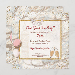 Invitation Gold Confetti Champagne Glam