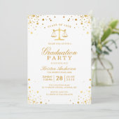 Invitation Gold Confetti Dots Law School Graduation Party (Debout devant)